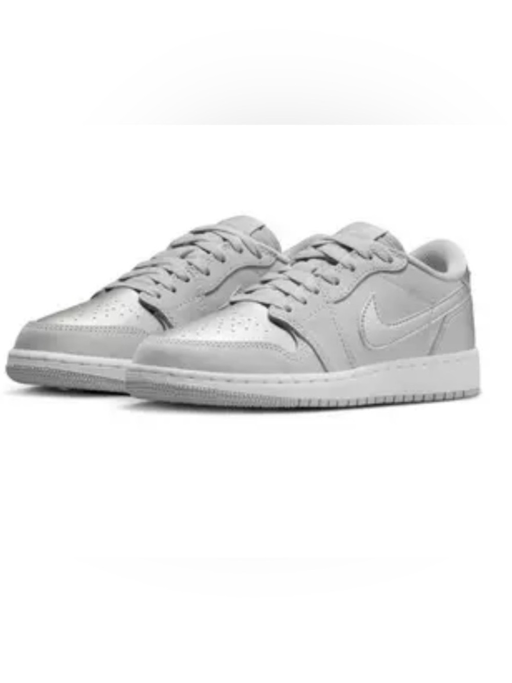 NIKE Air Jordan 1 Retro Low OG Kids' Low-Top Sneakers in Grey Silver Size 5Y